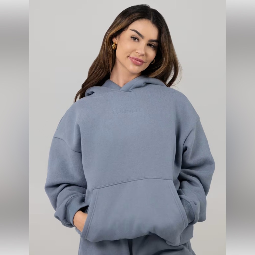 Comfrt Signature Sky Gray Hoodie Sweatshirt-size Large